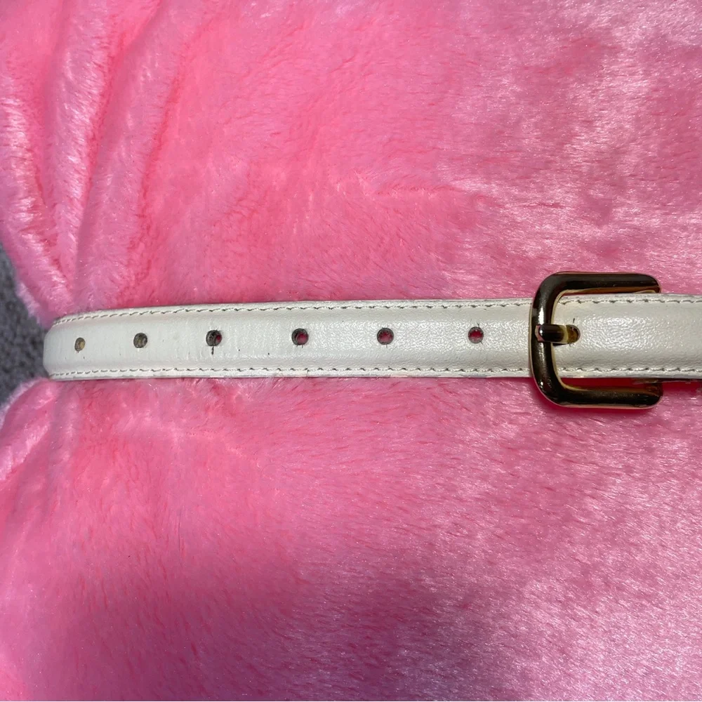 Vintage Skinny‎ White Leather Belt